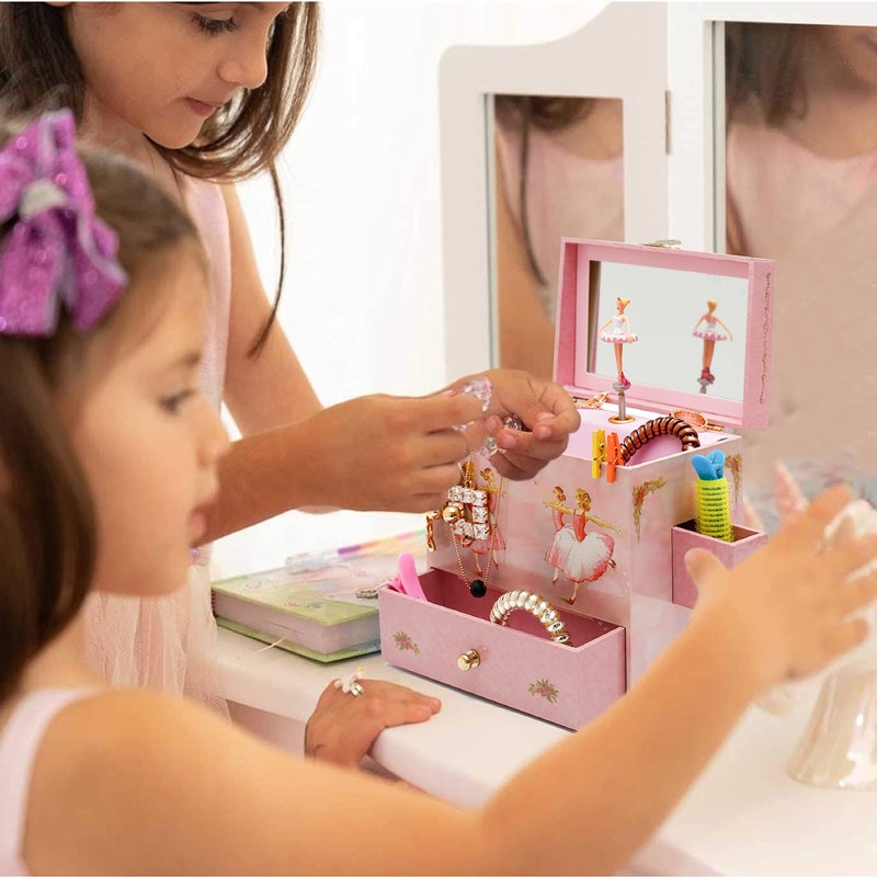 Enchantmints Ballerina Musical Jewelry Box Spins to "Swan Lake" 4 Drawer Treasure Storage - Image 3